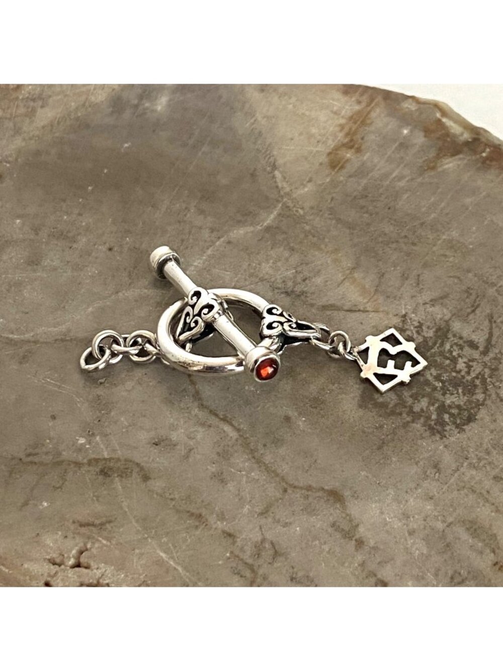 Elyse Ryan Sterling Silver 925 Garnet Ended Toggle Clasps
